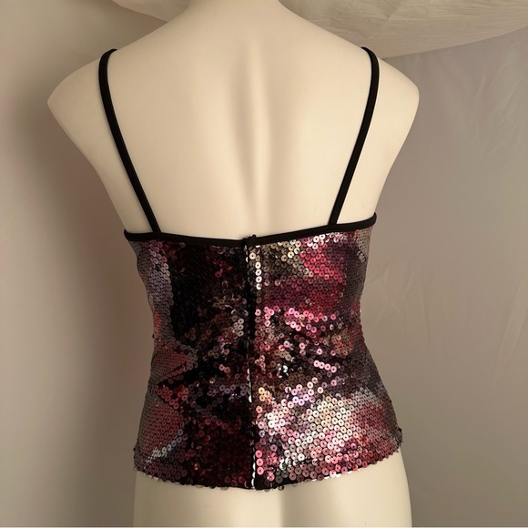 Express Y2K sequin crop top with hidden bralette and hook and eye back closure. - Picture 5 of 12